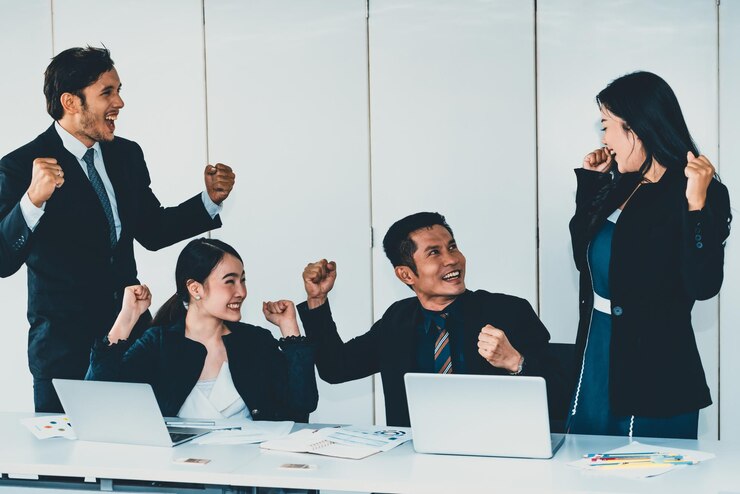 Photo business people in group meeting work in office uds