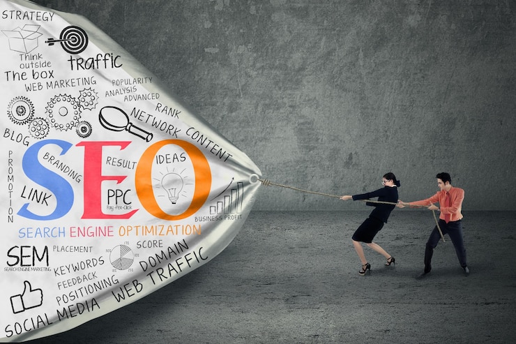 Business strategy with seo concept