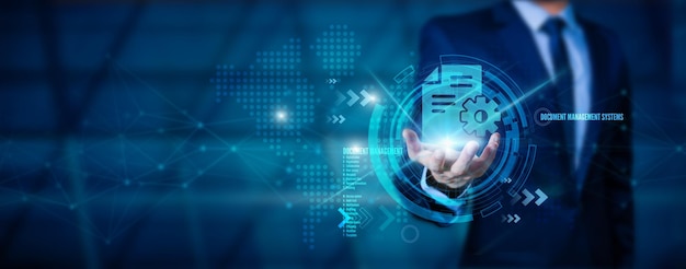 Businessman check electronic documents on digital documents and checklist approve online