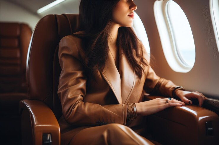 Businesswoman in a Private Jet