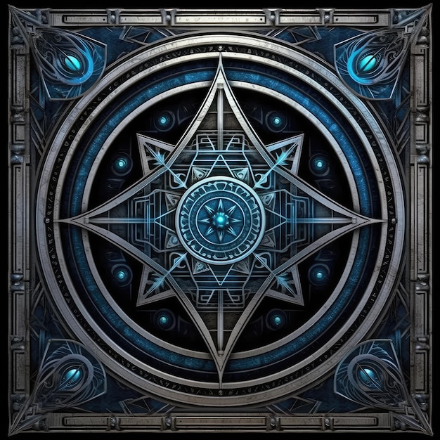bussola dei tarocchi dello zodiaco illustrazione elementare arte disegno del tatuaggio modello di astrologia in metallo