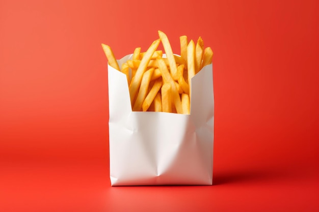 Busta di carta di foto di fast food Negozio di patatine fritte Genera Ai