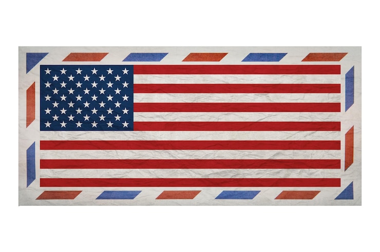 Foto busta postale busta con l'immagine della bandiera degli stati uniti busta usa busta sbiadita arrugginita