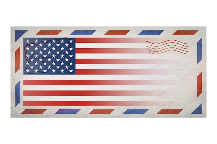 Foto busta postale busta con l'immagine della bandiera degli stati uniti di america busta vecchia busta arrugginita