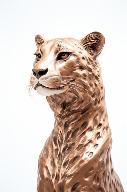 Busto in rame iperrealistico di un ghepardo