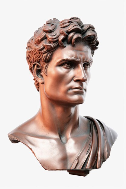 Busto in rame iperrealistico di un uomo in stile italiano antico