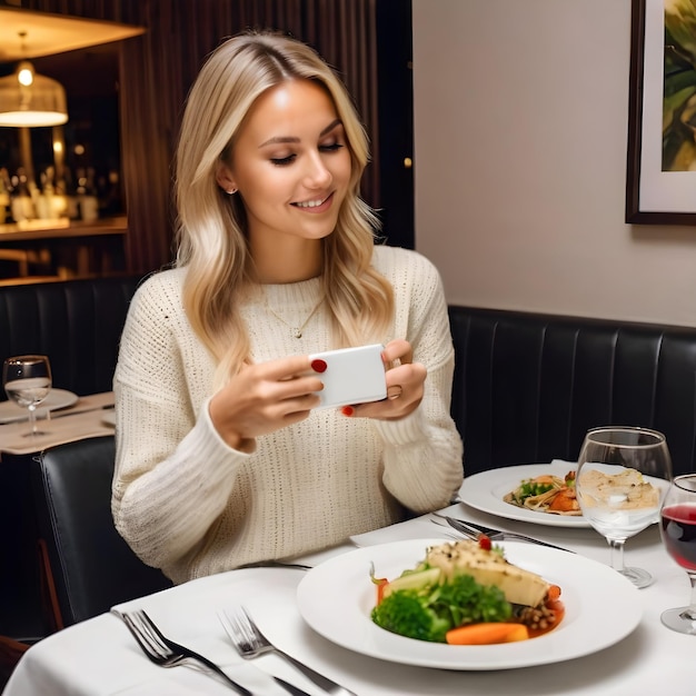 C'è qualcosa di incantevole in una bellissima svedese che scatta foto del delizioso cibo