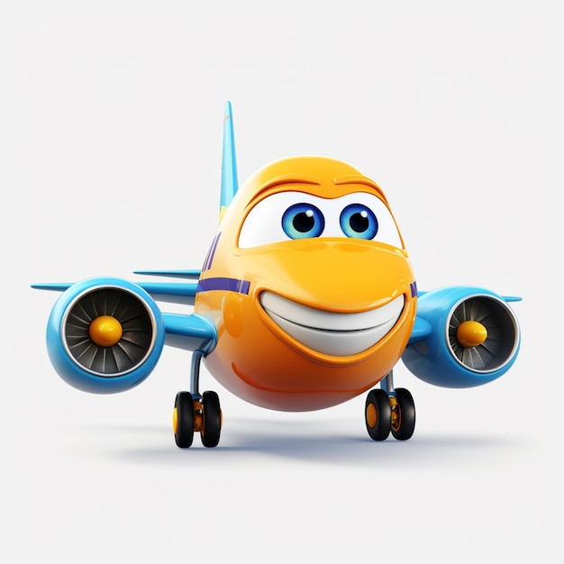 c'è un aereo di cartoni animati con un grande sorriso su di esso generativo ai