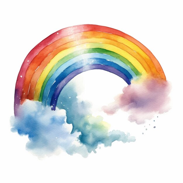 C'è un arcobaleno che è nel cielo con le nuvole generative ai