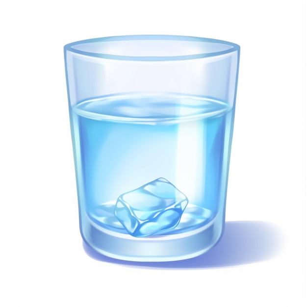 c'è un bicchiere d'acqua con cubetti di ghiaccio in esso generativo ai