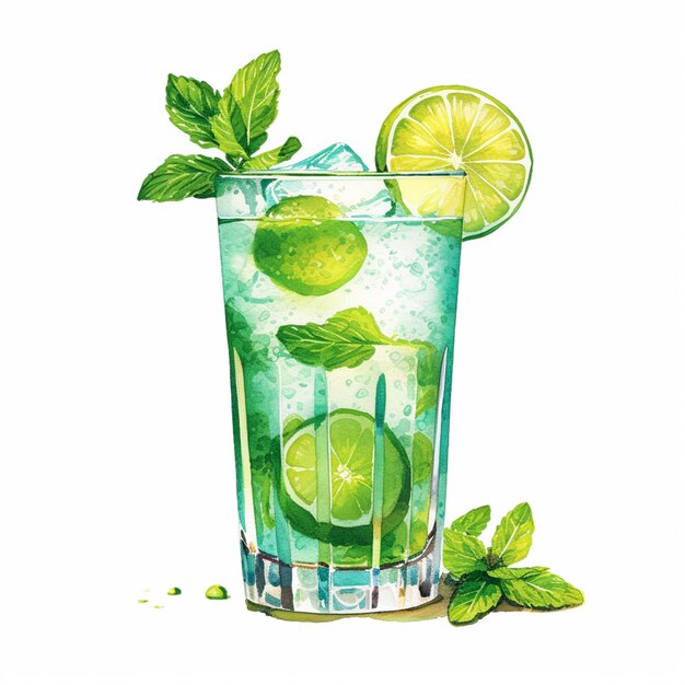 C'è un bicchiere d'acqua con un lime e menta sul lato generativo ai