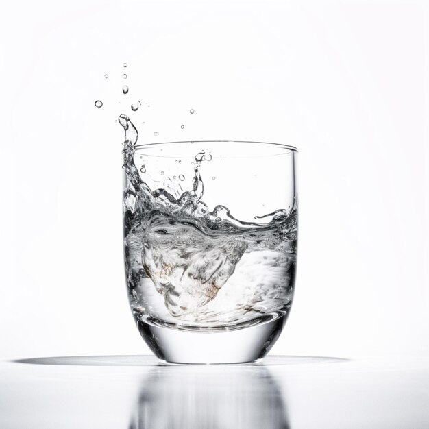 c'è un bicchiere d'acqua con uno spruzzo d'acqua in esso ai generativo