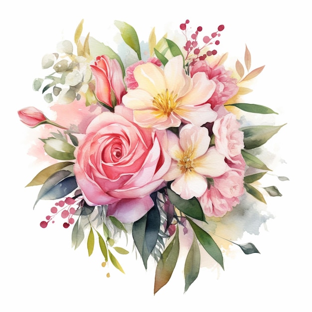 C'è un bouquet di fiori con fiori rosa e bianchi generativi ai