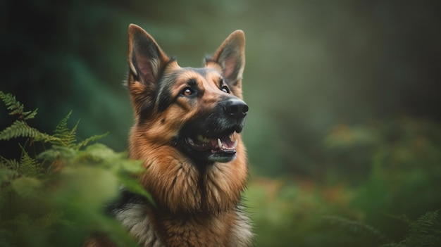 C'è un cane che sta guardando qualcosa di generativo.