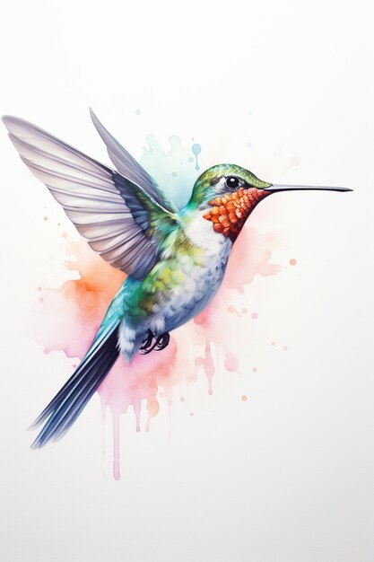 c'è un colibrì che vola nell'aria con uno sfondo colorato generativo ai