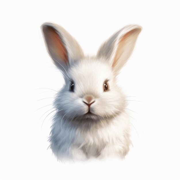 C'è un coniglio bianco con un lungo naso e una lunga coda generativa ai