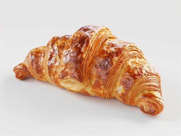 c'è un croissant su una superficie bianca con uno sfondo bianco generativo ai