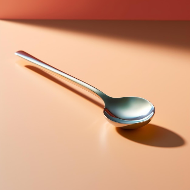 C'è un cucchiaio con un manico di cucchiaio su un tavolo generativo ai