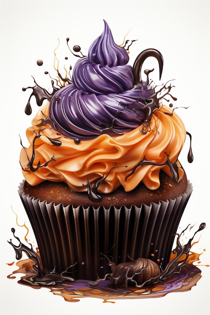 c'è un cupcake con glassa viola e confettini ai generativi