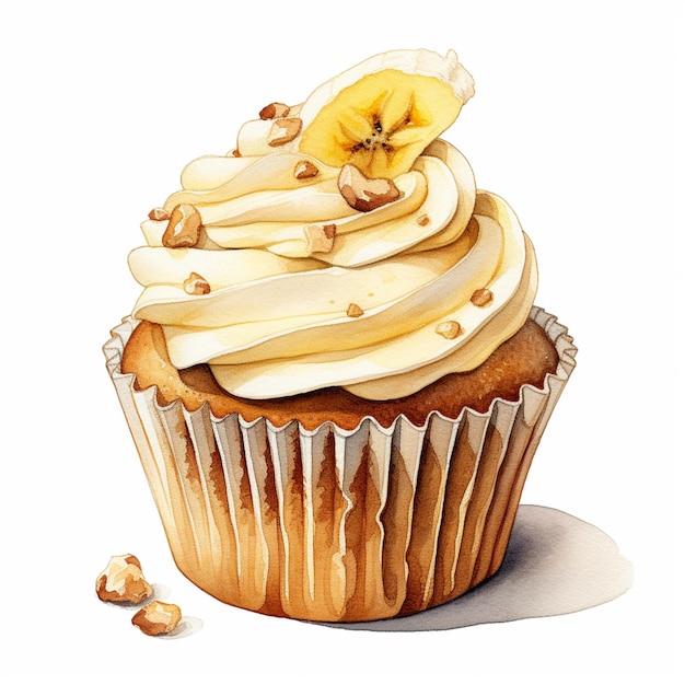 c'è un cupcake con sopra una banana ai generativa