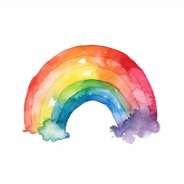 C'è un dipinto ad acquerello di un arcobaleno su uno sfondo bianco generativo ai