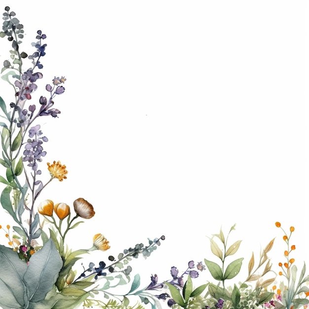 C'è un dipinto ad acquerello di un bordo floreale con farfalle generative ai