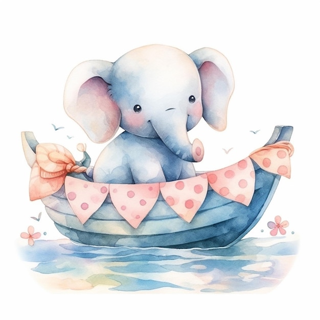 c'è un dipinto ad acquerello di un elefante su una barca ai generativa