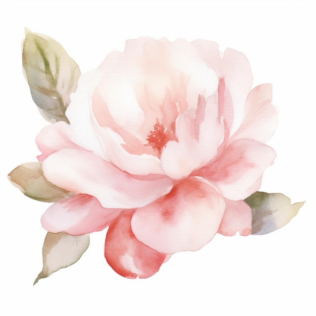 c'è un dipinto ad acquerello di un fiore rosa su uno sfondo bianco ai generativo