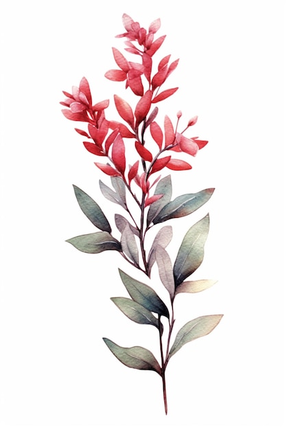 C'è un dipinto ad acquerello di un fiore rosso su uno sfondo bianco ai generativo