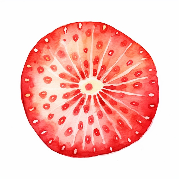 c'è un dipinto ad acquerello di un frutto a fette su una superficie bianca generativa ai