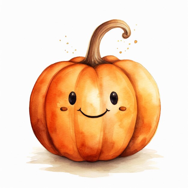 C'è un dipinto ad acquerello di una zucca con un sorriso su di esso generativo ai