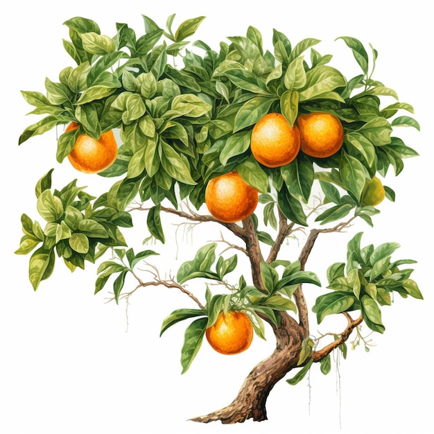 c'è un dipinto di un albero con arance che crescono su di esso generativo ai