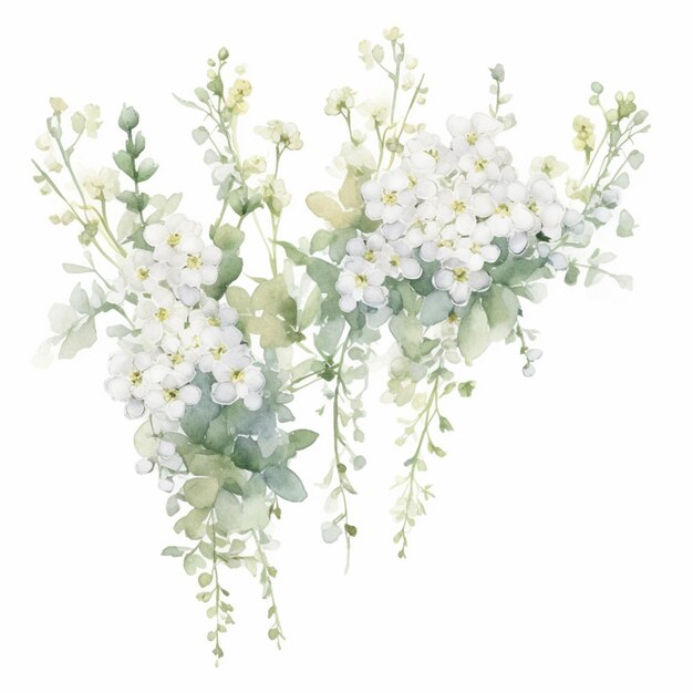 C'è un dipinto di un bouquet di fiori su uno sfondo bianco generativo ai