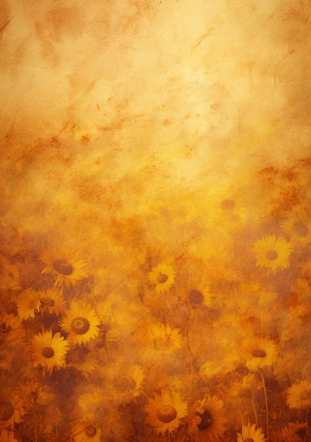 c'è un dipinto di un campo di girasoli con uno sfondo celeste generativo ai