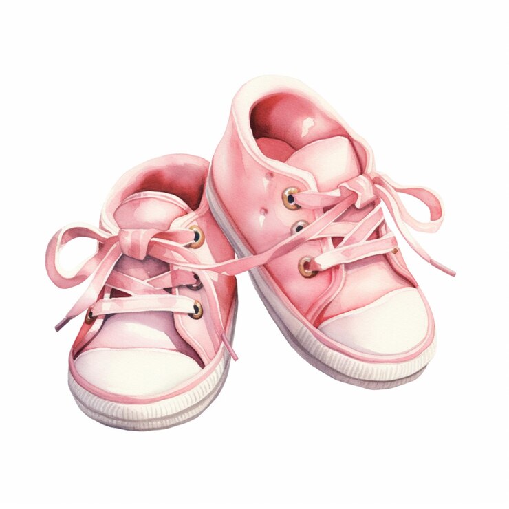 c'è un dipinto di un paio di scarpe rosa con archi generativi ai
