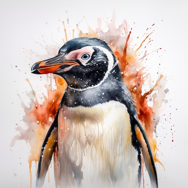 C'è un dipinto di un pinguino con un becco rosso generativo ai