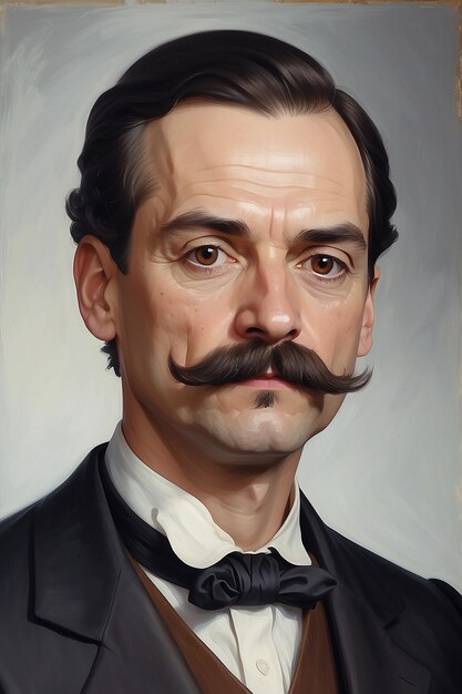 C'è un dipinto di un uomo con i baffi e una faccia generativa ai