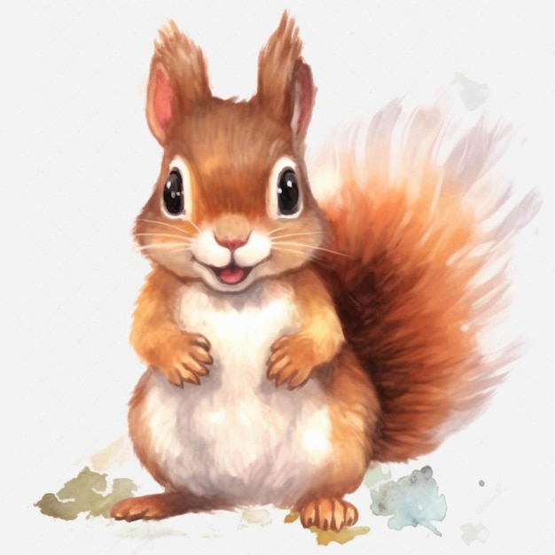 C'è un dipinto di uno scoiattolo che è seduto a terra generativo ai