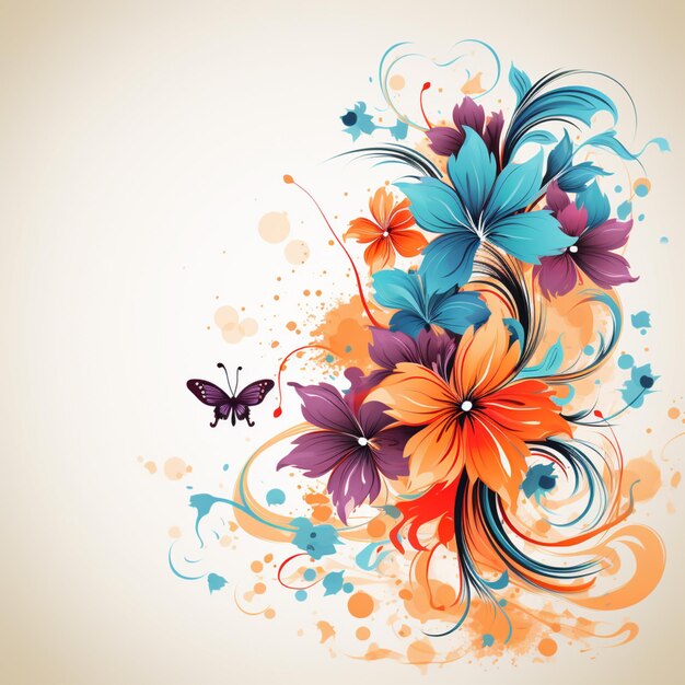 c'è un disegno di fiori colorati con una farfalla sul lato generativo ai