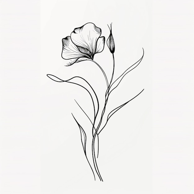 c'è un disegno di un fiore su uno sfondo bianco generativo ai