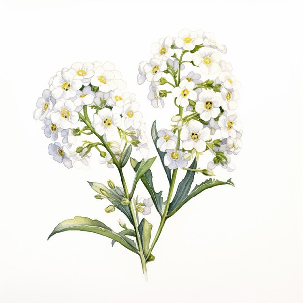 c'è un disegno di un mazzo di fiori bianchi su uno sfondo bianco generativo ai