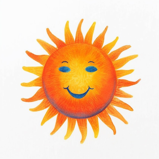 c'è un disegno di un sole sorridente con un occhio azzurro generativo