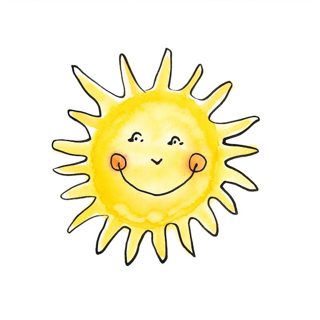 c'è un disegno di un sole sorridente con una faccia generativa ai