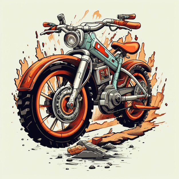C'è un disegno di una motocicletta con una spruzzata di vernice generativa ai