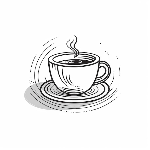 C'è un disegno di una tazza di caffè su un disco generativo ai