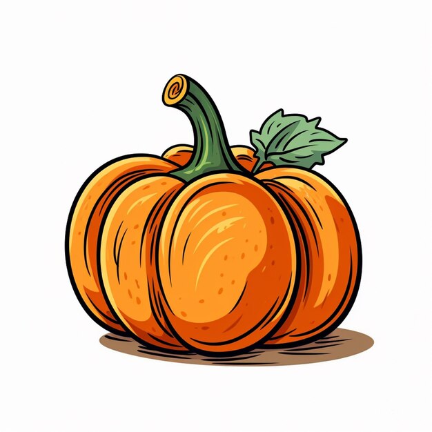 C'è un disegno di una zucca con una foglia su di essa generativa ai