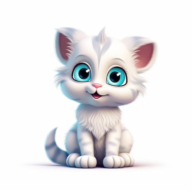 C'è un gatto bianco con gli occhi azzurri seduto su una superficie bianca ai generativa