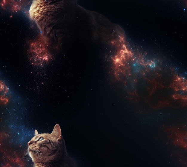 c'è un gatto che sta guardando le stelle generativo ai