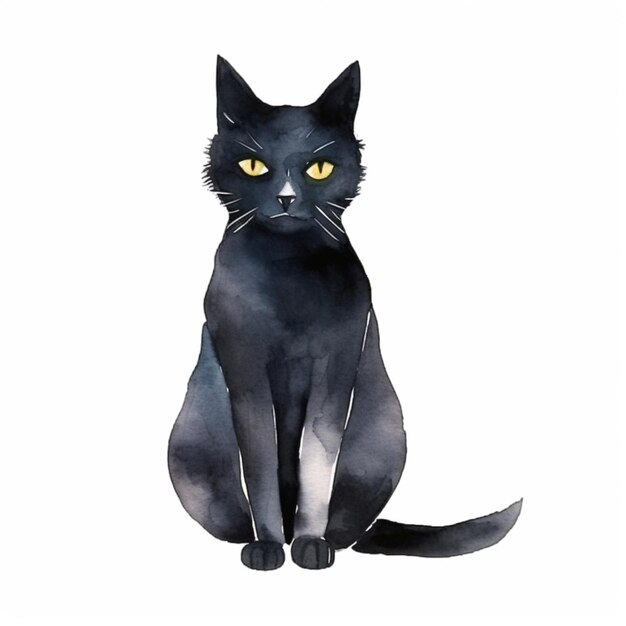 C'è un gatto nero seduto su una superficie bianca generativa ai