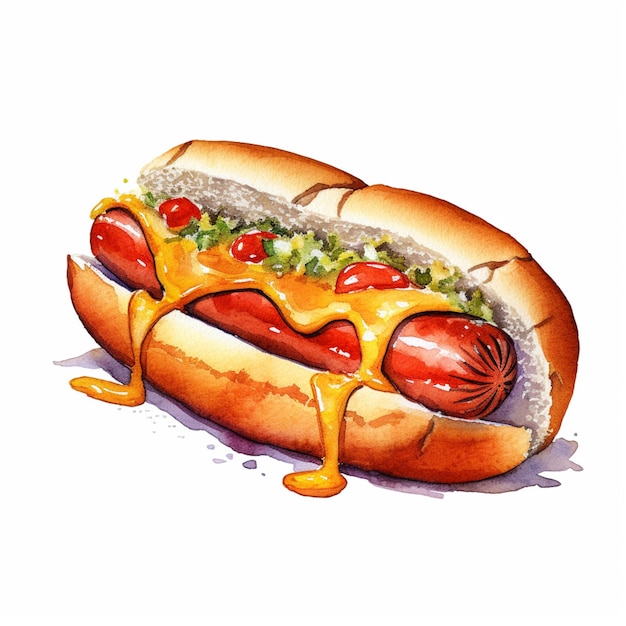 C'è un hot dog con senape e ketchup su di esso generativo ai